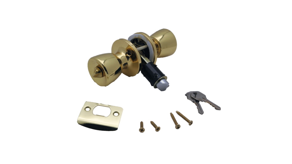 AP Products Entrance Door Knob Knob Lock Set Polished Brass, 013-220