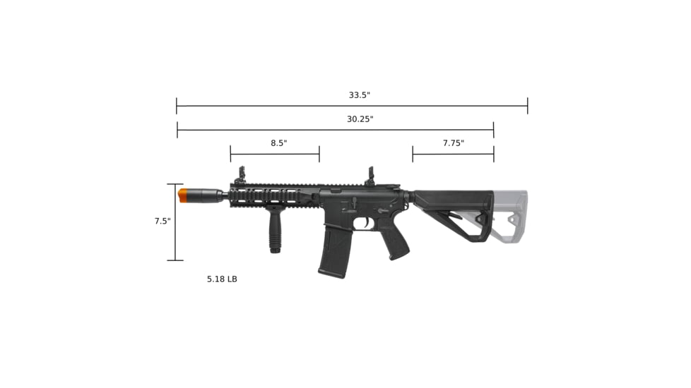 Arcturus LWT MK-II CQB 10in AEG SPORT Starter Pack ARC SE Airsoft Gun, Black, AT-ST02-CQ-SE-BK-PK