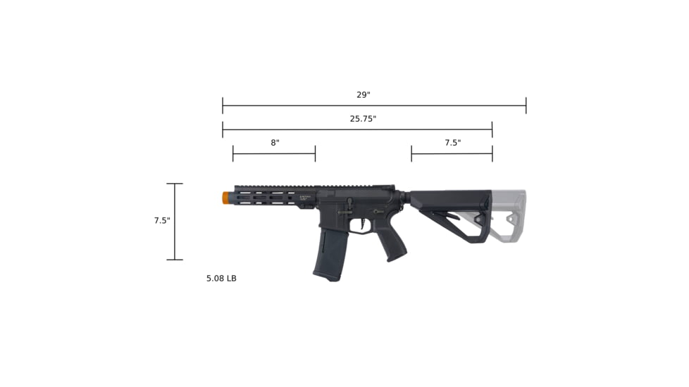 Arcturus Sword Mod1 Sbr Aeg Lite Mosfet Enhanced, 8in, Black, AT-NY06-SBR-ME