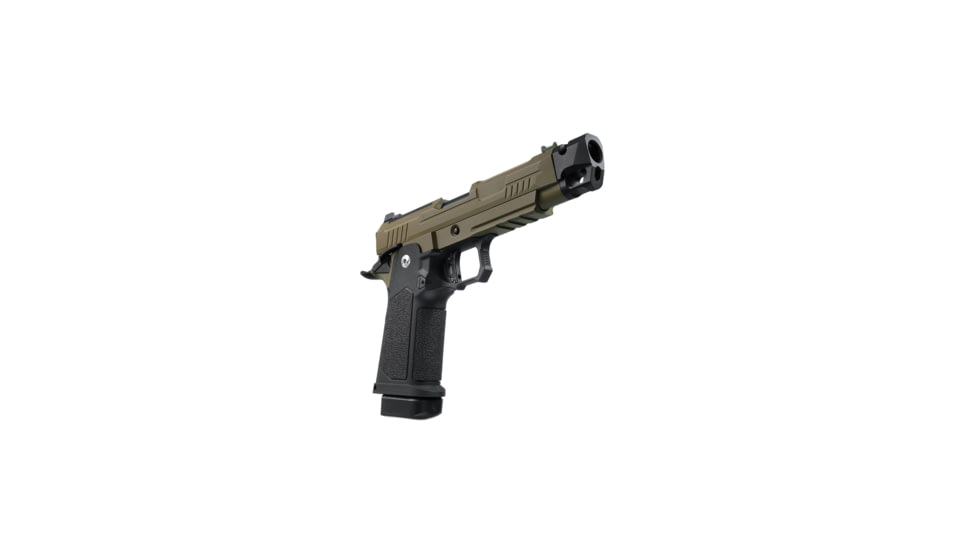 Arcturus Vanguard 4.3in Hi-Capa GBB Airsoft Pistol w/ Optics Ready Slide &amp; Compensator, Black/Tan, AT-GHC-V4C-OR-BT