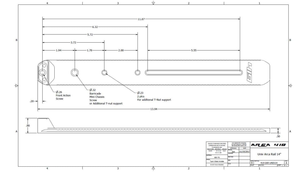 Area 419 ARCALOCK 12in Universal Barricade Rail Kit, Black, 419-ALK-UNIV12-KIT