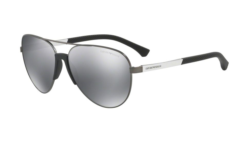 Armani EA2059 Sunglasses 30106G-61 - Matte Gunmetal Frame, Light Grey Mirror Black Lenses