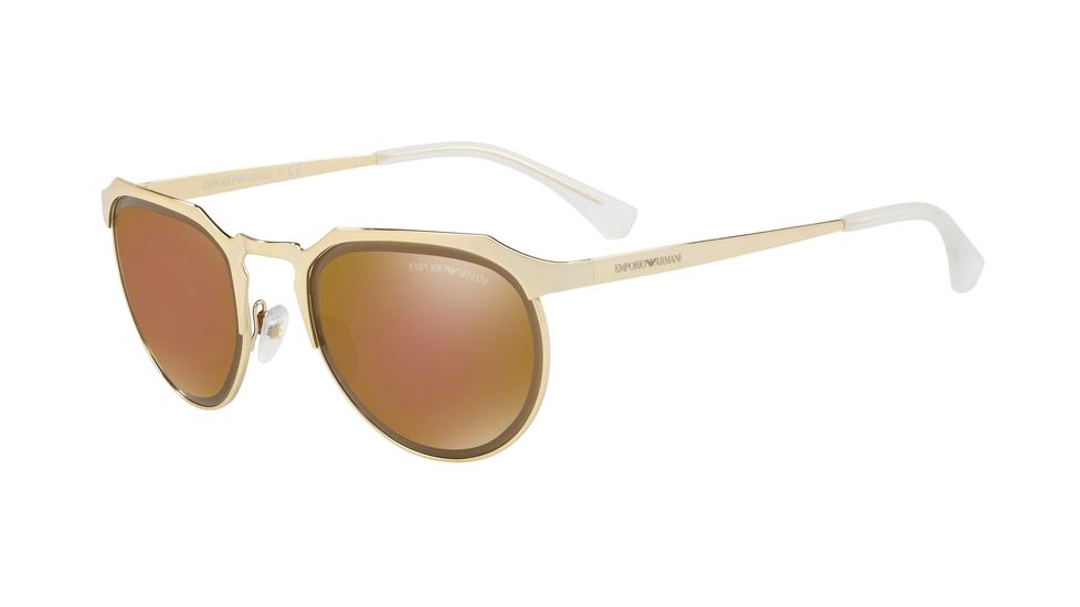 Armani EA2067 Sunglasses 30137D-54 - Pale Gold Frame, Brown Mirror Bronze Lenses