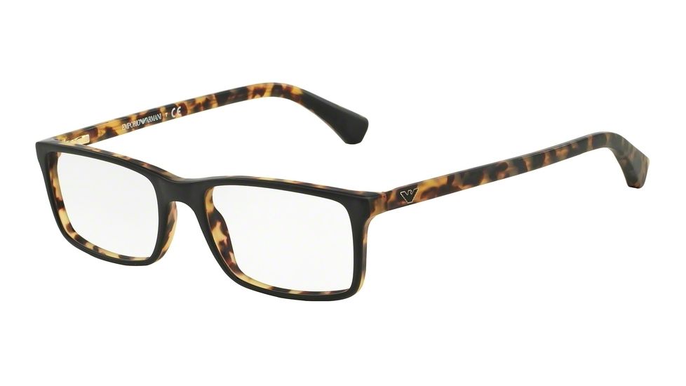 Armani EA3043 Single Vision Prescription Eyeglasses 5269-52 - Top Black/Matte Havana Frame