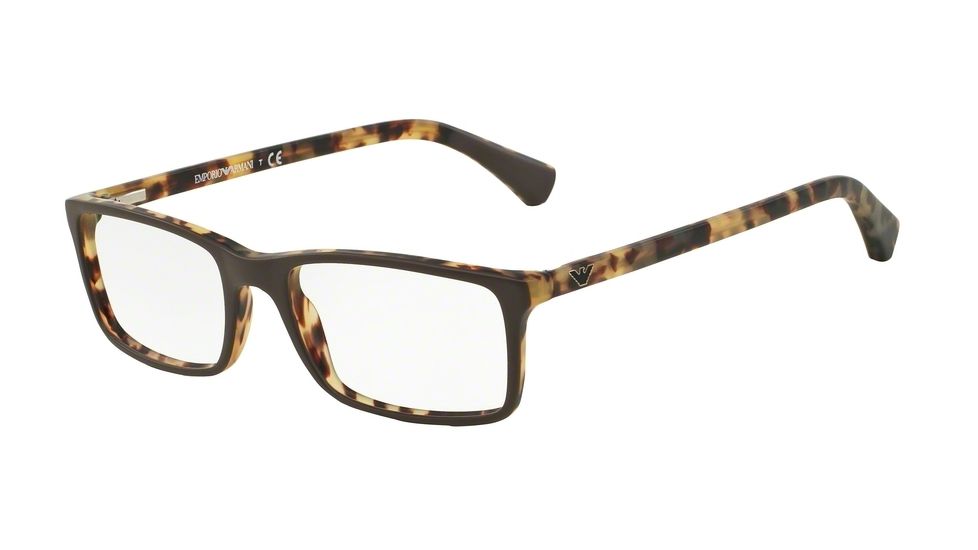 Armani EA3043 Single Vision Prescription Eyeglasses 5270-52 - Top Brown/Matte Havana Frame