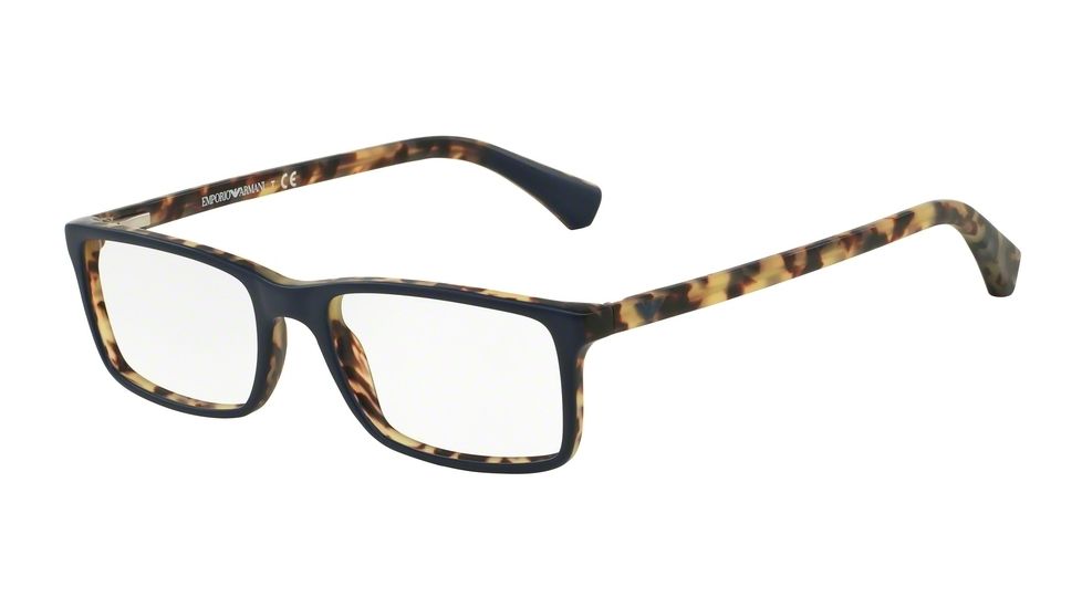 Armani EA3043 Single Vision Prescription Eyeglasses 5272-52 - Top Blue/matte Havana Frame