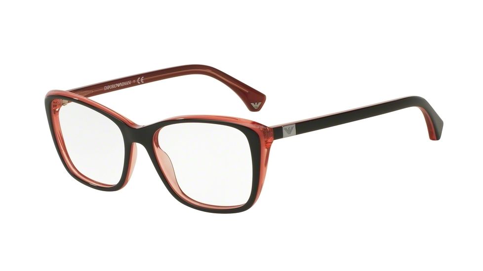Armani EA3083 Eyeglass Frames 5514-52 - Top Black/opal Coral/coral Tr Frame