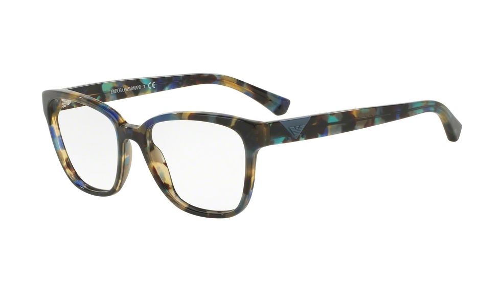 Armani EA3094F Progressive Prescription Eyeglasses 5542-54 - Havana Spot Blue Frame