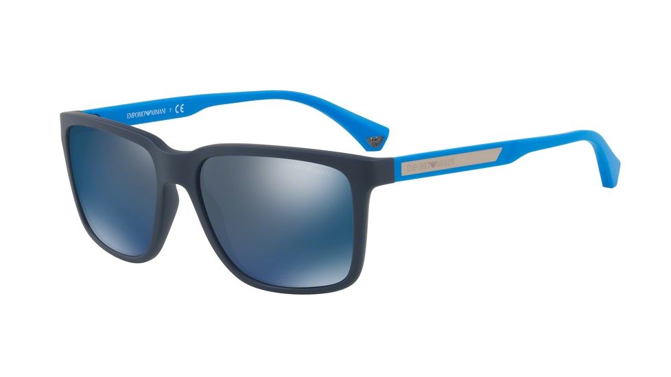 Armani EA4047 Progressive Prescription Sunglasses EA4047-565225-56 - Lens Diameter 56 mm, Frame Color Blue Rubber