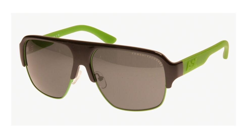 Armani Exchange AX2011S Sunglasses 809687-58 - Black/satin Online Green Frame, Grey Solid Lenses