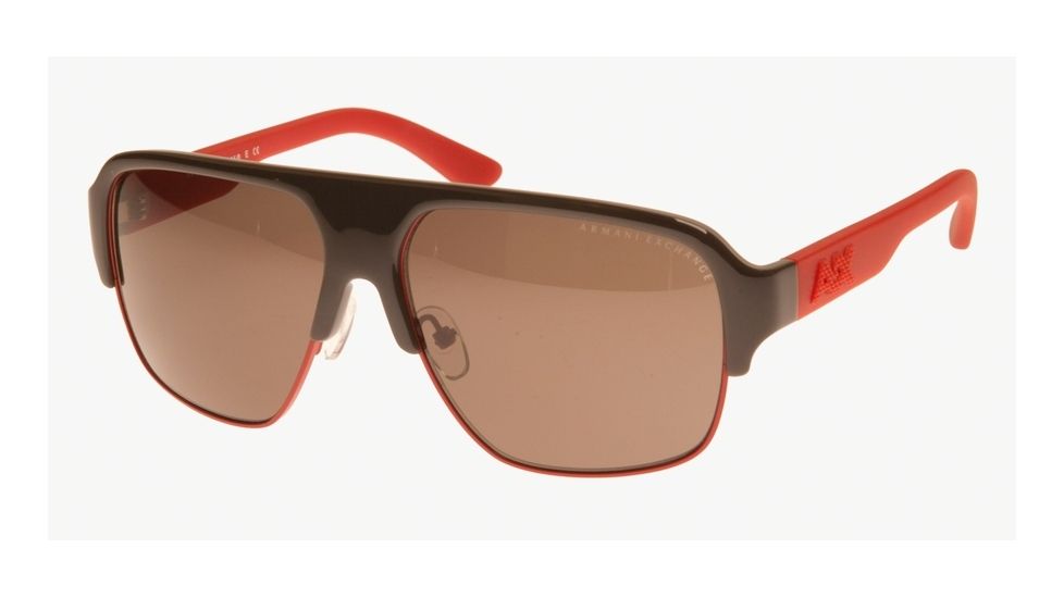 Armani Exchange AX2011S Sunglasses 809873-58 - Olive/satin Tango Red Frame, Smoke Brown Solid Lenses