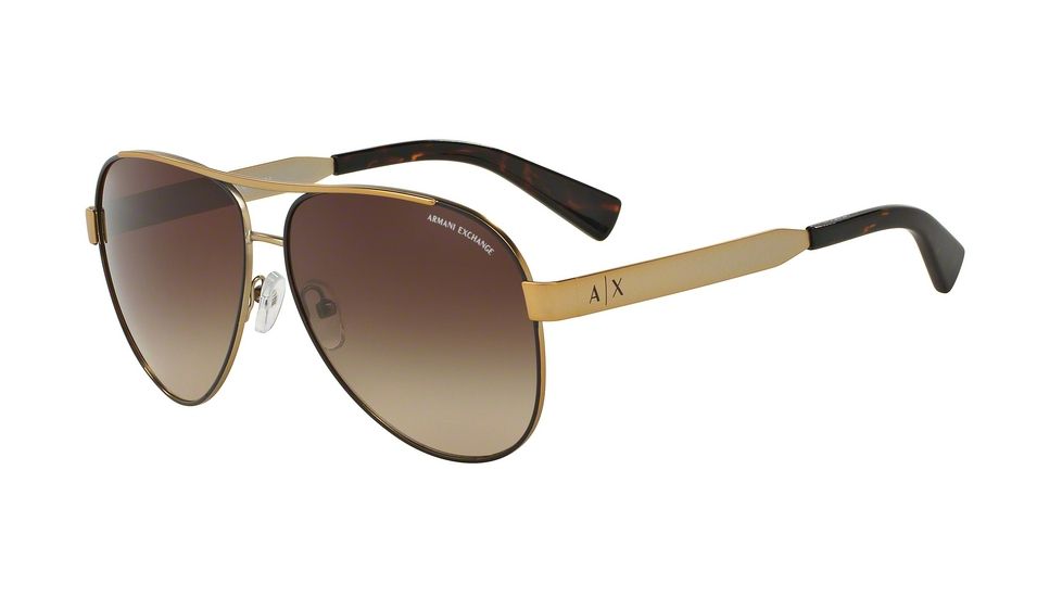 Armani Exchange AX2018S Single Vision Prescription Sunglasses AX2018S-607513-59 - Lens Diameter 59 mm, Frame Color Matte Pale Gold/brown