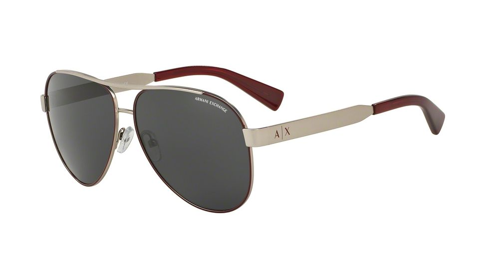 Armani Exchange AX2018S Single Vision Prescription Sunglasses AX2018S-60908G-59 - Lens Diameter 59 mm, Frame Color Matte Silver/burgundy