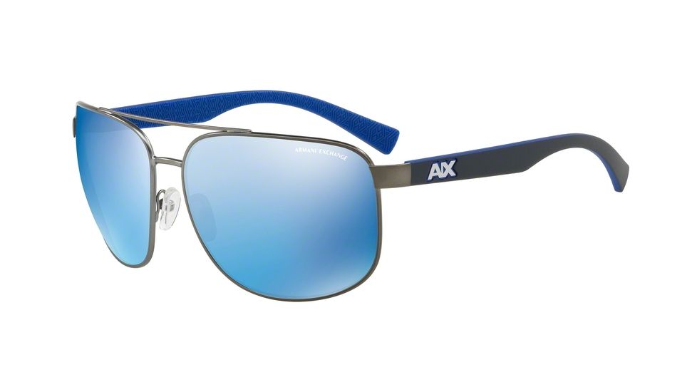 Armani Exchange AX2026S Sunglasses 608855-64 - Matte Gunmteal Frame, Blue Mirror Blue Lenses
