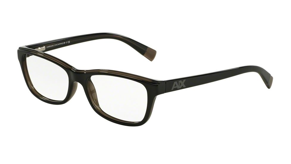 Armani Exchange AX3019 Single Vision Prescription Eyeglasses 1840-52 - Black/dk Grey Transparent Frame