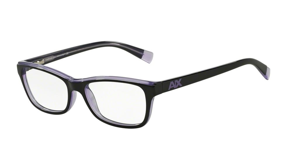 Armani Exchange AX3019 Single Vision Prescription Eyeglasses 8145-52 - Black /violet Trans Frame