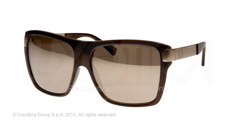 Armani Exchange AX4018 Sunglasses 80455A-59 - Deep Olive Transparent Frame, Brown Mirror Lenses