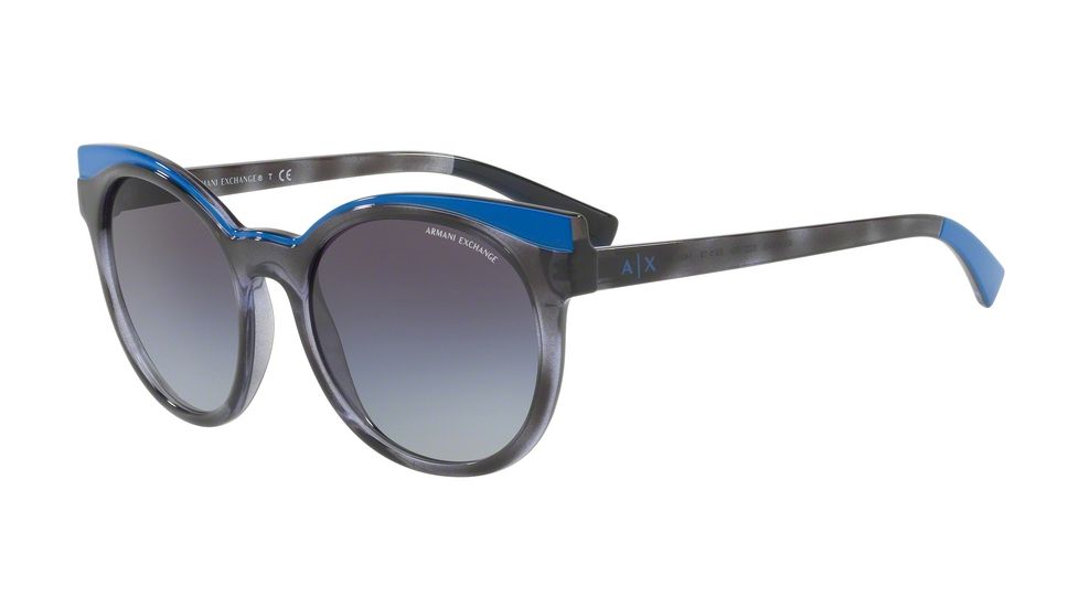 Armani Exchange AX4064S Single Vision Prescription Sunglasses AX4064S-82278G-53 - Lens Diameter 53 mm, Frame Color Blue Havana/skidiver