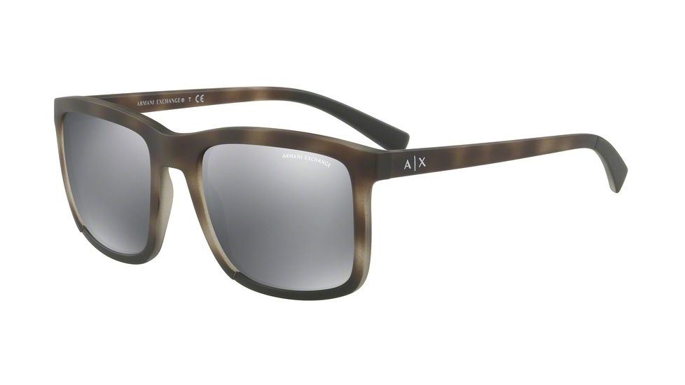 Armani Exchange AX4067SF Sunglasses 82296G-55 - Matte Grey Havana/mt Black Frame, Light Grey Mirror Black Lenses