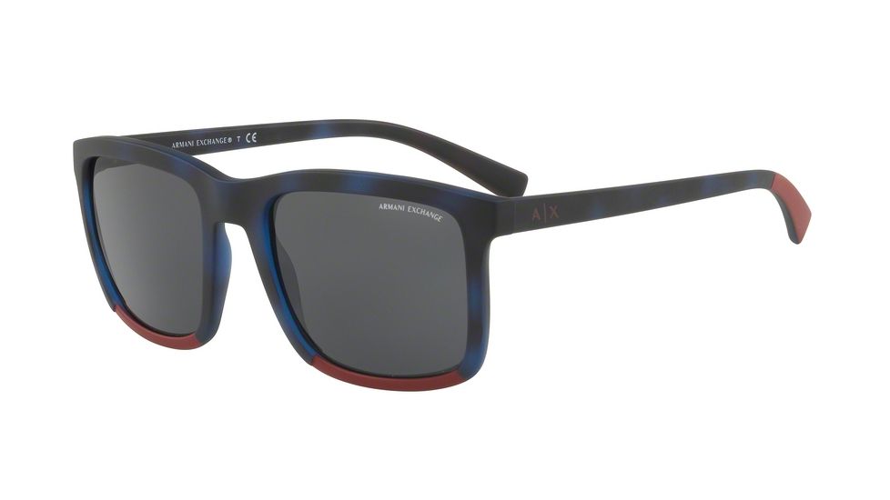 Armani Exchange AX4067SF Sunglasses 823087-55 - Matte Blue Havana/tango Red Mt Frame, Grey Lenses