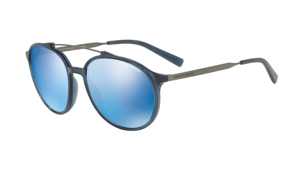 Armani Exchange AX4069SF Single Vision Prescription Sunglasses AX4069SF-823855-57 - Lens Diameter 57 mm, Frame Color Transparent Blue Dress