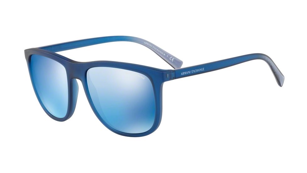 Armani Exchange AX4078S Sunglasses 825955-56 - Matte Transp Navy Frame, Blue Mirror Blue Lenses