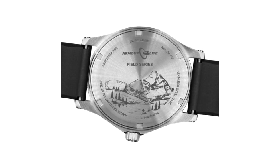 Armourlite Field Series AL131 Swiss Made Tritium Illuminated Watch with Shatterproof Armourglass, Raw Steel Case, Black Dial, 42mm, AL131