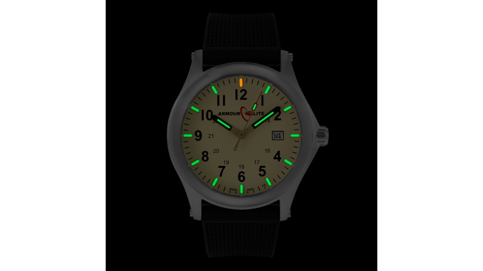 Armourlite Field Series AL132 Swiss Made Tritium Illuminated Watch with Shatterproof Armourglass, Raw Steel Case, Beige Dial, 42mm, AL132