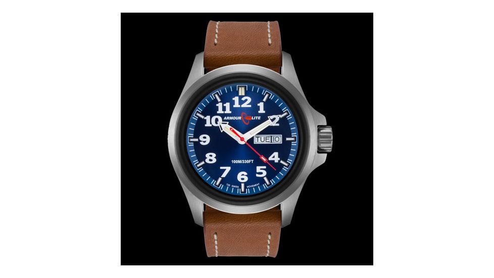 Armourlite Officer Series Blue Dial Watch With Brown Leather Strap, Blue/Silver/Brown AL823