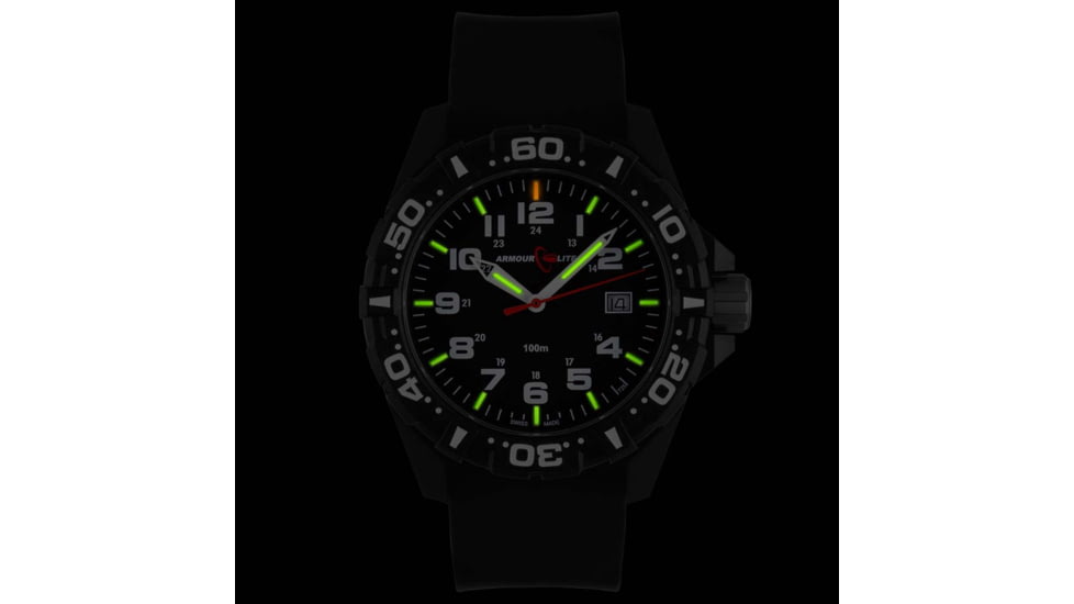 Armourlite Operator Series Tritium Watch, Black/Black/White, 43.5mm, AL1501