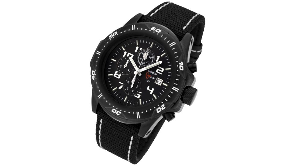 Armourlite Professional Series Chronograph Watch with Kevlar Watch Band, Black, Black-White, Small AL43-KBW
