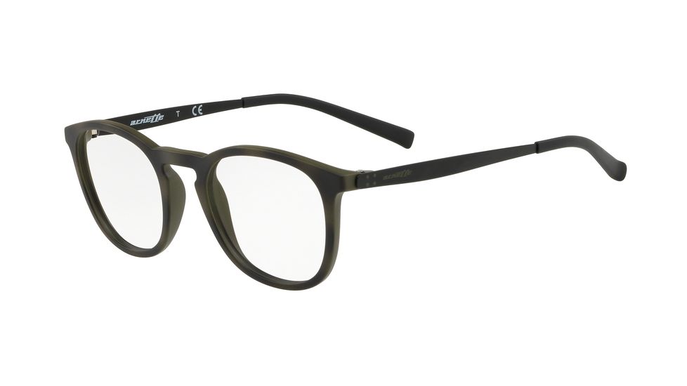 Arnette BANJO AN7151 Progressive Prescription Eyeglasses, 48mm, Matte Green Havana, AN7151-2537-48-PRO