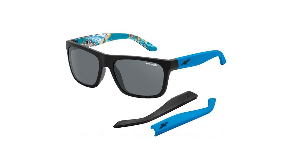 Arnette Dropout Bifocal Prescription Sunglasses, Fuzzy Black/Aloha Frame, Grey Lens-AN4176-13BI