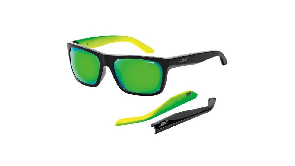 Arnette Dropout Bifocal Prescription Sunglasses, Gloss Black/Green Frame, Green Mirror Lens-AN4176-14BI