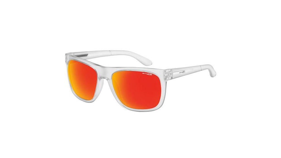 Arnette Firedrill Sunglasses, Fuzzy Clear Frame, Red Mirror Lens AN4143-35