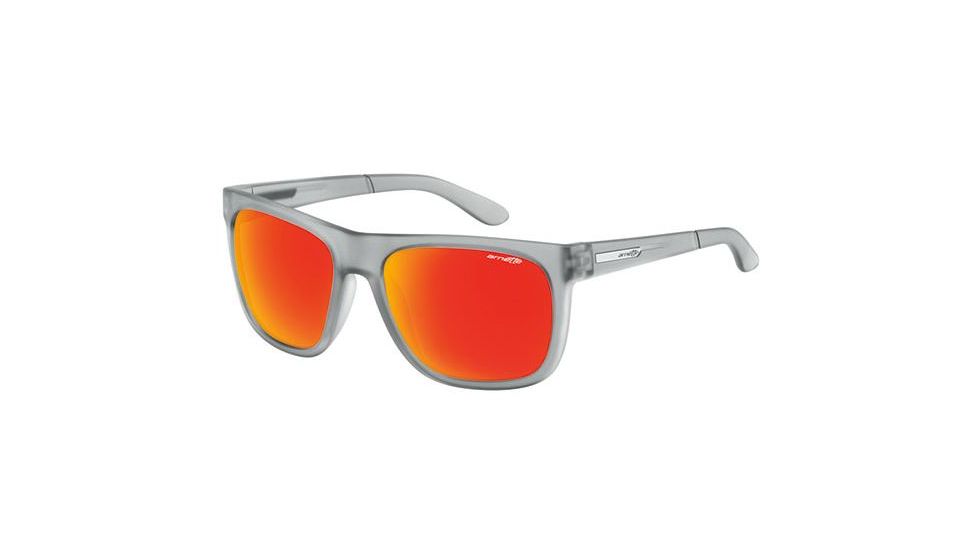 Arnette Firedrill Sunglasses, Fuzzy Translucent Grey Frame, Red Mirror Lens AN4143-36