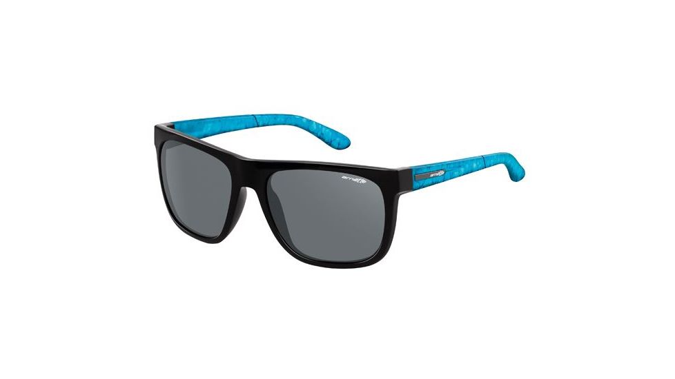 Arnette Firedrill Sunglasses, Gloss Black/Fuzzy Inked Aqua Frame, Grey Lens AN4143-27
