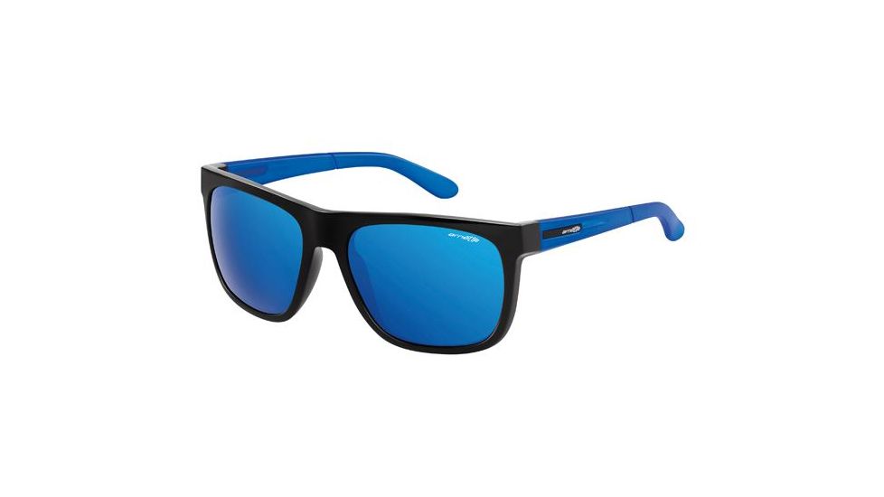 Arnette Firedrill Sunglasses, Gloss Black/Gummy Blueberry Frame, Blue Mirror Lens AN4143-28
