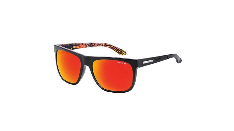 Arnette Firedrill Sunglasses, Gloss Black/Orange Frame, Red Mirror Lens AN4143-26