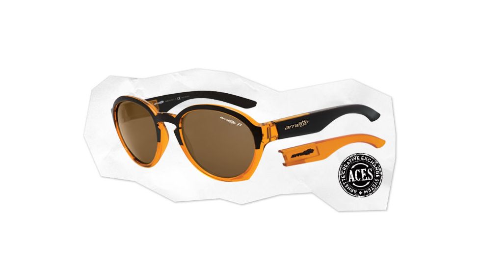 Arnette Moolah Sunglasses - Black &amp; Transparent Amber w/ Extra Arms-Transparent Amber Frame and Polarized Brown Lens AN4170-07