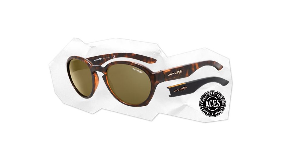 Arnette Moolah Sunglasses - Havana w/ Extra Arms-Black &amp; Transparent Amber Frame and Brown Lens AN4170-03