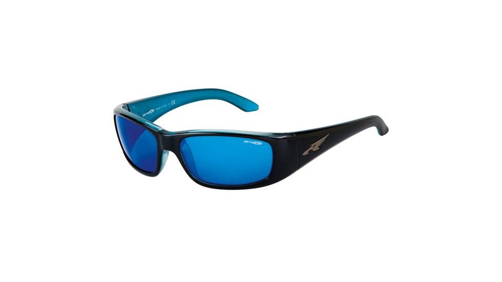 Arnette Quick Draw Sunglasses, Gloss Black Frame, Blue Mirror Lens AN4178-06
