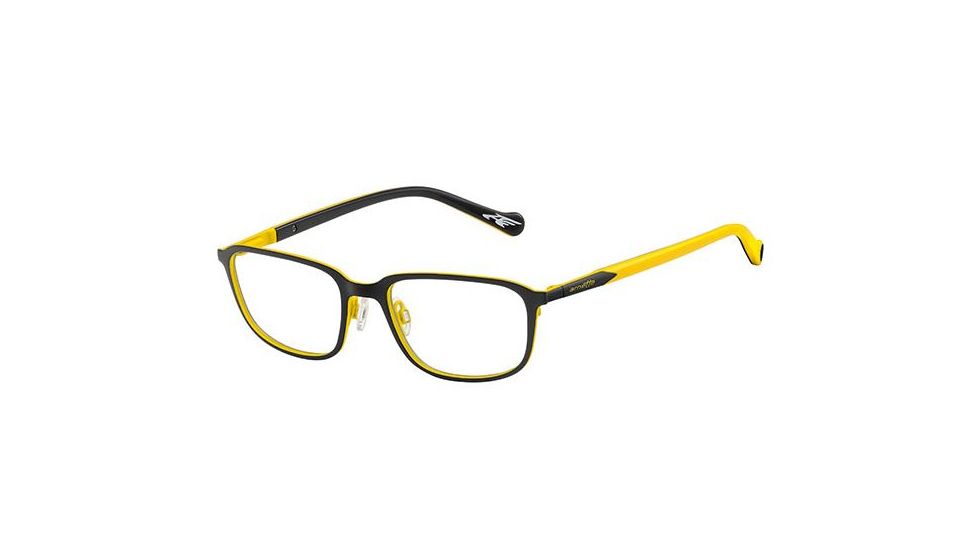 Arnette Reverb Single Vision Prescription Eyeglasses, Matte Black/Yellow Frame, 51mm AN6082-0451SV