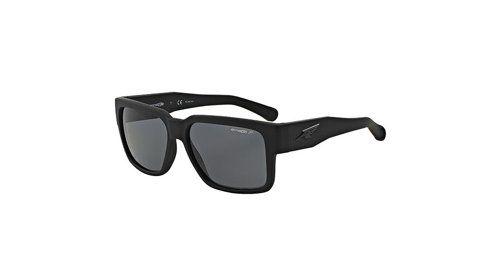 Arnette Supplier Sunglasses, Fuzzy Black Frame, Grey Polarized Lens-AN4213-01