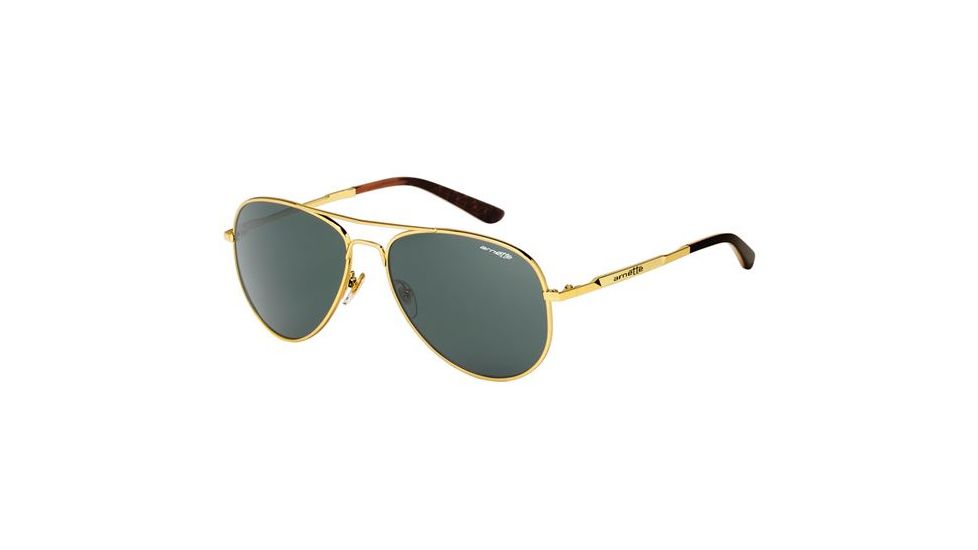 Arnette Trooper Sunglasses, Polished Gold Frame, Grey/Green Lens AN3065-02