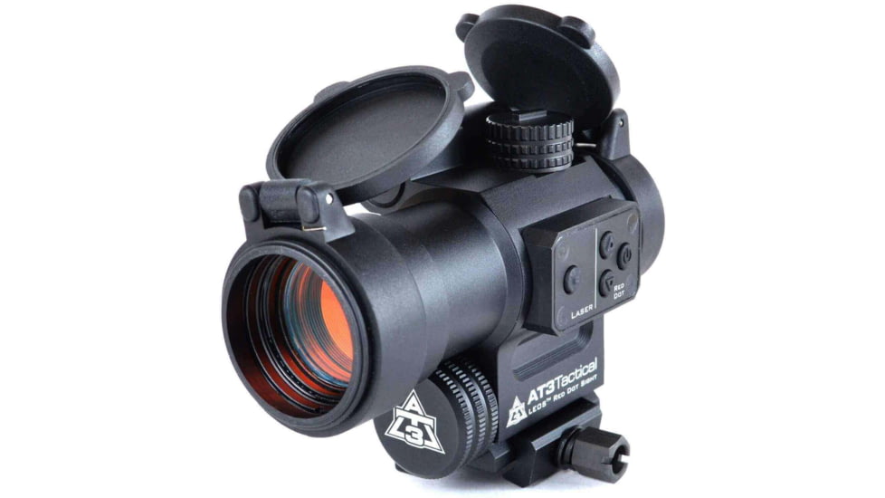 AT3 Tactical LEOS Red Dot Sight with Integrated Laser Sight &amp; Riser, Red Laser, AT3-LEOS