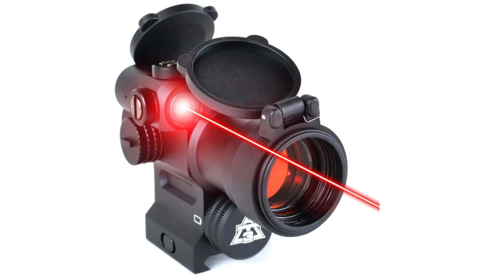 AT3 Tactical LEOS Red Dot Sight with Integrated Laser Sight &amp; Riser, Red Laser, AT3-LEOS