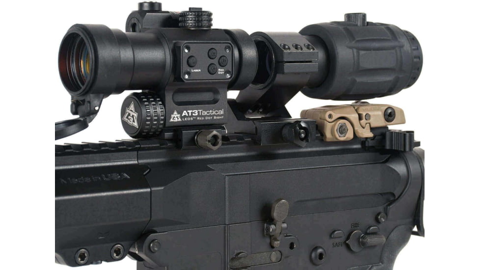 AT3 Tactical Magnified Red Dot with Laser Sight Kit - Red Dot with Red Laser Sight &amp; 3x Magnifier, LEOS-RRDM-KIT