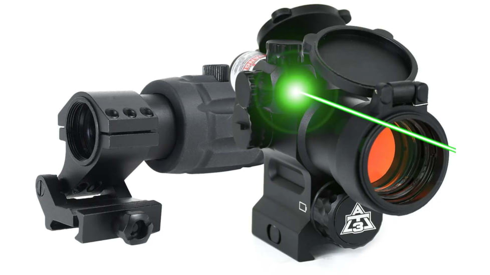 AT3 Tactical Magnified Red Dot with Laser Sight Kit - Red Dot with Green Laser Sight &amp; 3x Magnifier, LEOS-GRN-RRDM-KIT