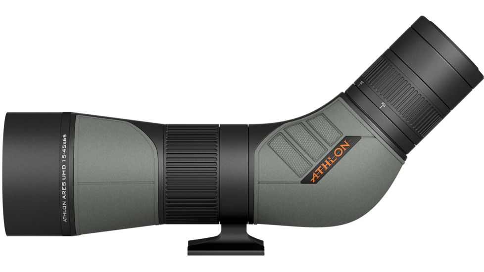 Athlon Optics Ares UHD Spotting Scope, 15-45x65mm, 45-Degree Angled Body, ED Glass, Grey, 312005